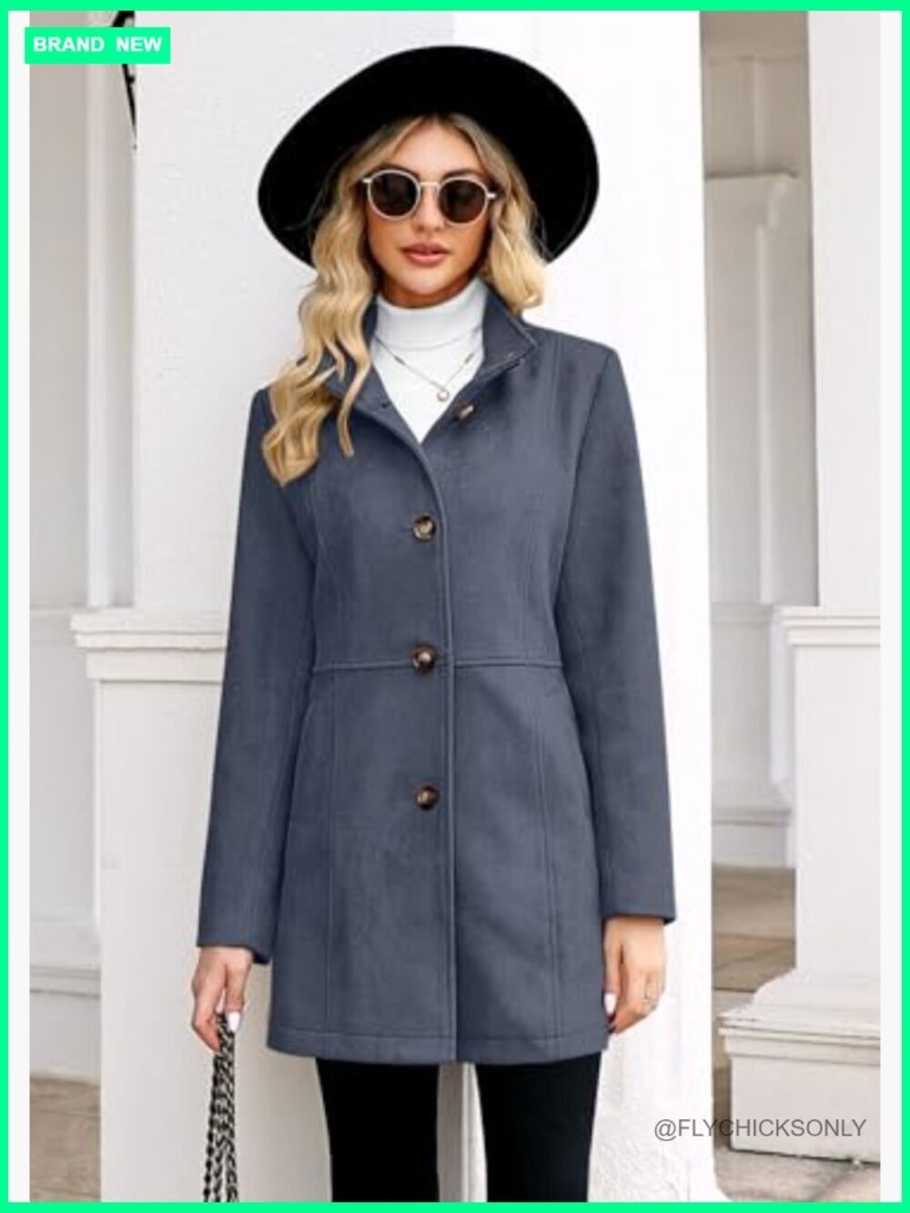 Women's Suede Leather Coat Stand Collar Single Breasted Overcoat Mid Length - Picture 5 of 6